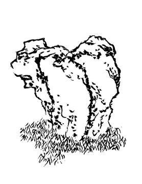 手绘国画山石大斧劈法