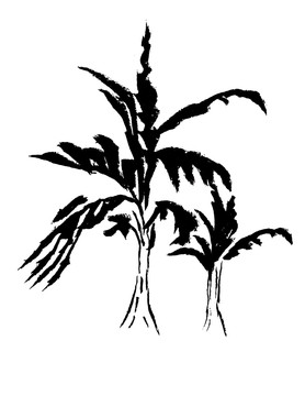 手绘国画植物树木素材
