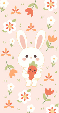 兔子抱着胡萝卜的可爱壁纸