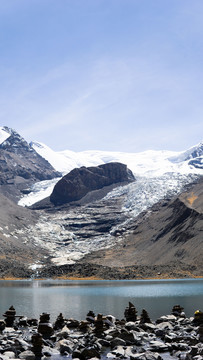 西藏卡若拉冰川山脉风景摄影