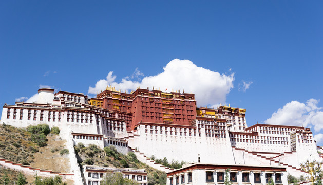 西藏拉萨布达拉宫蓝天风景摄影