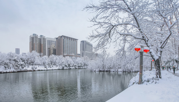 合肥包公园雪景全景图