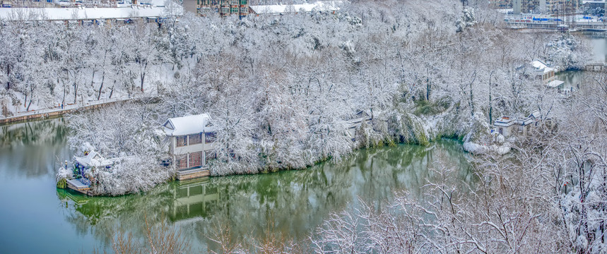 合肥包公园雪景全景图