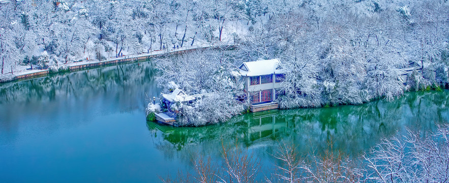 合肥包公园浮庄雪景全景图