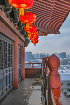 合肥包公园清风阁雪景