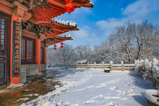 合肥包公园清风阁雪景