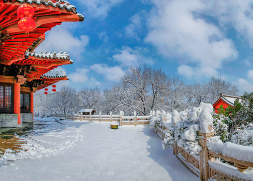 合肥包公园清风阁雪景