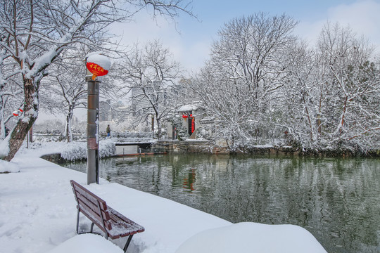 合肥包公园浮庄雪景