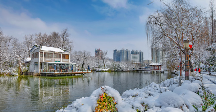 合肥包公园雪景全景图