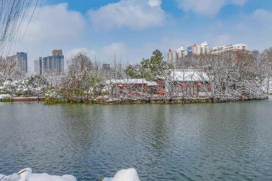 合肥包公园浮庄雪景