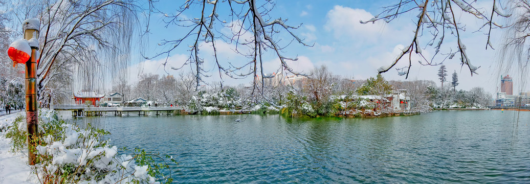 合肥包公园雪景全景图