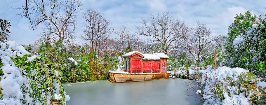 合肥包公园浮庄雪景全景图