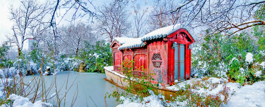 合肥包公园浮庄雪景