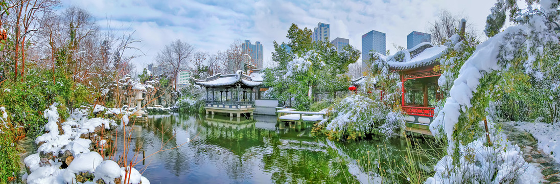 合肥包公园浮庄雪景全景图