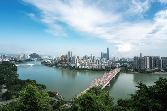 航拍柳州城市特写