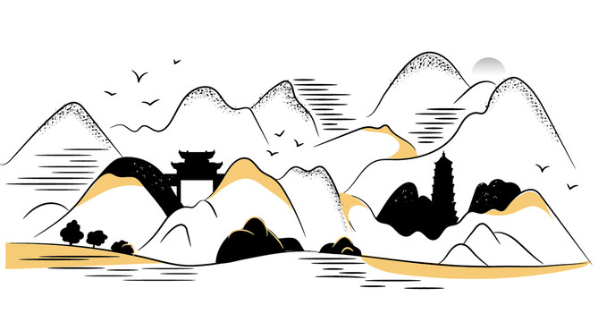 線條山水