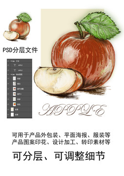復(fù)古油畫感手繪蘋果