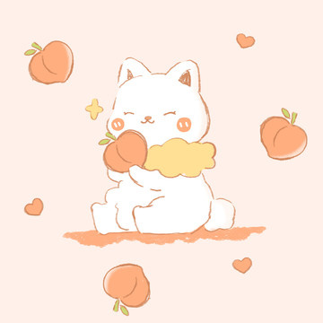 桃子小猫卡通图案