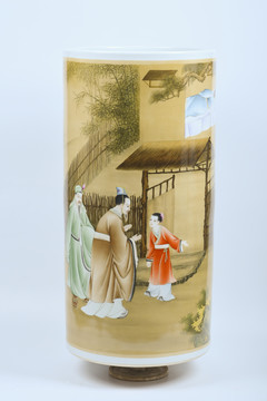 景德镇古代三顾茅庐陶瓷花瓶