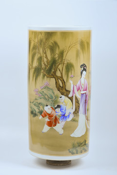 景德镇古代孩童陶瓷花瓶