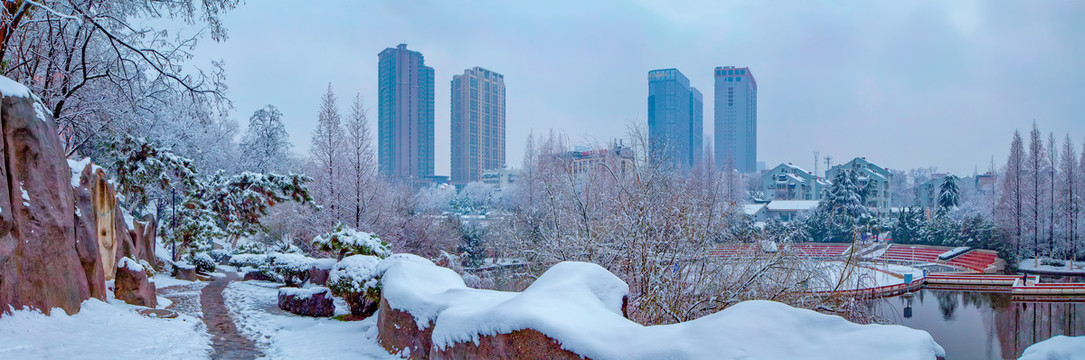 合肥市琥珀潭公園雪景