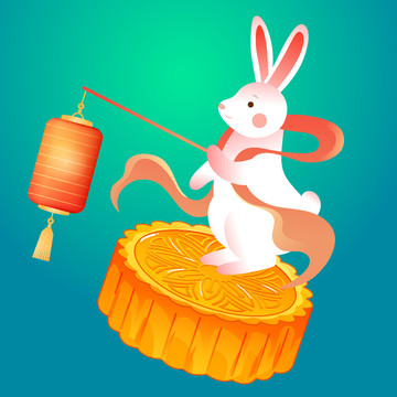 中秋節(jié)玉兔望月傳統(tǒng)節(jié)日插畫