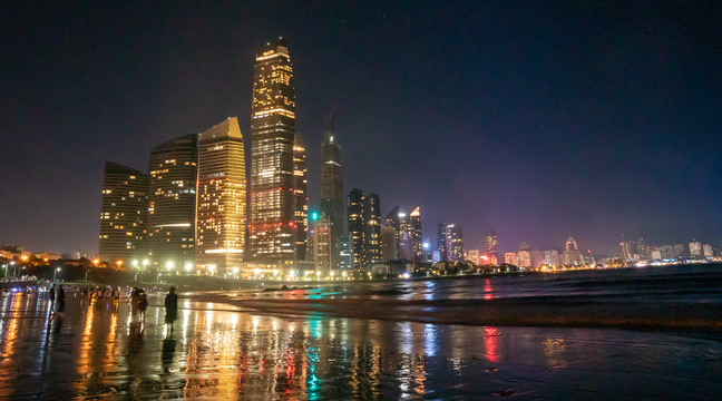 滨海城市夜景青岛