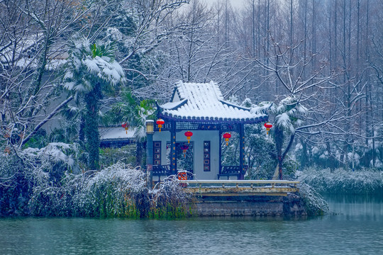 合肥包公园流云亭雪景