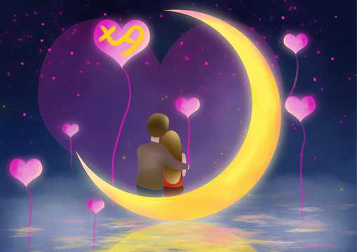 七夕插畫素材中國風