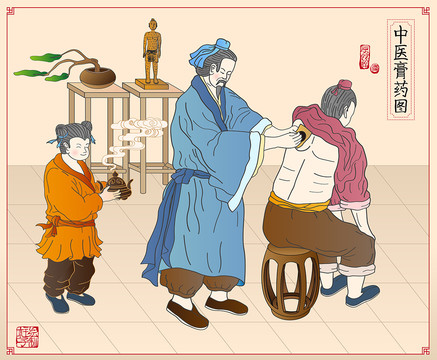 傳統(tǒng)中醫(yī)膏藥插畫