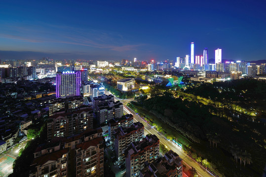 东莞南城国贸中心城市风光夜景