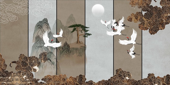 古風祥云山水畫