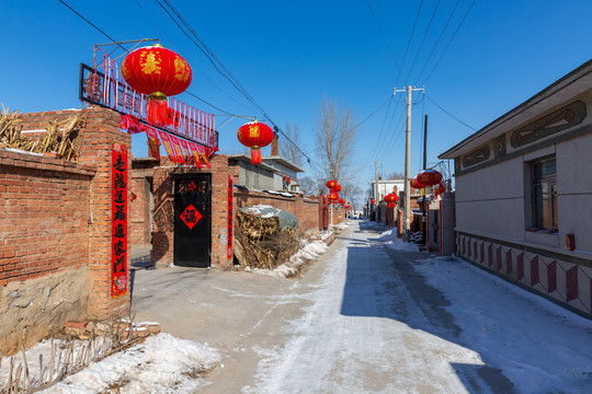 东北农村春节雪景