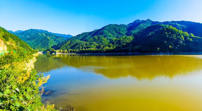 高清实拍汤峪湖森林公园