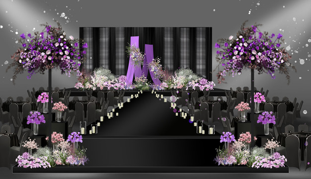 7黑紫色水晶婚礼仪式区