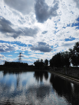 天空水塘池塘