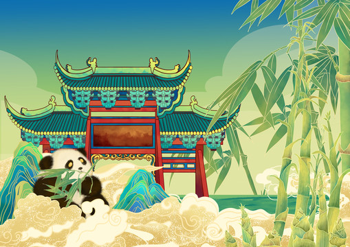 成都地標(biāo)建筑武侯祠橫版