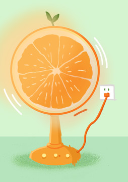 创意橙子电风扇