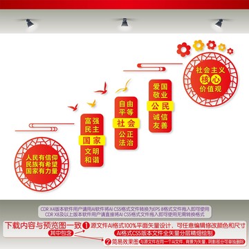 核心价值观楼道文化墙