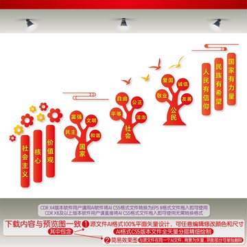 核心價值觀樓梯間文化墻