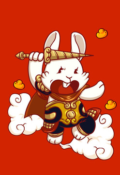 卡通兔年門神