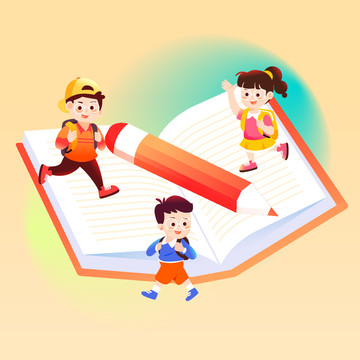 開學(xué)季學(xué)生上學(xué)教師節(jié)兒童插畫