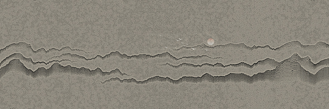抽像藝術(shù)復(fù)古山水裝飾畫壁畫