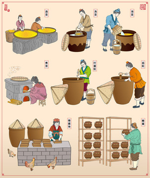 傳統(tǒng)手工大醬插畫