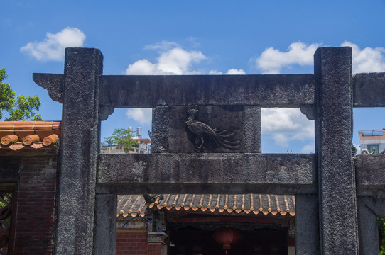 永春文庙棂星门神鸟石雕