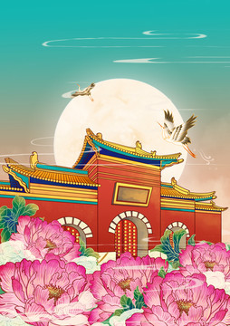 洛陽地標建筑白馬寺豎版