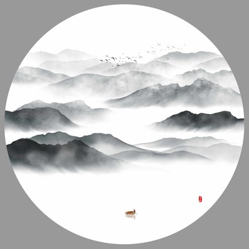 圓形山水畫(huà)