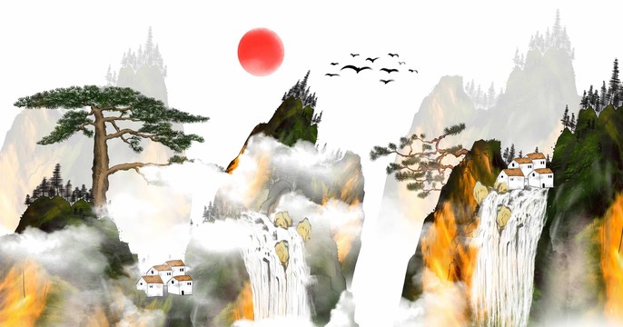 山水裝飾畫