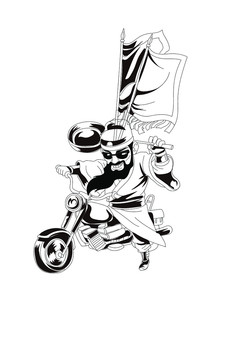 關羽騎摩托插畫