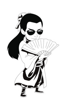 古代人物手繪剪影插畫